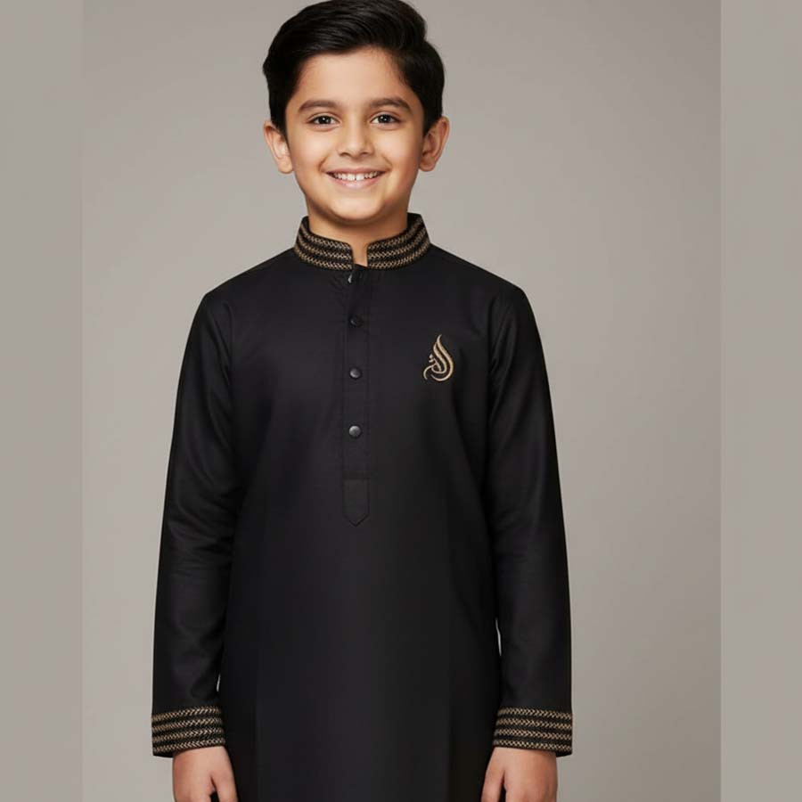 Minimal Design Black Panjabi for Boys